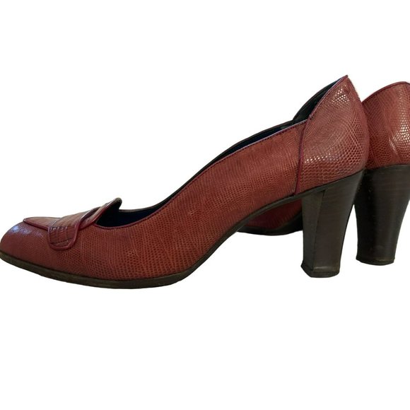 Fratelli Rossetti Women's Italian Red Leather Heels Size 39 Classic Style - Picture 5 of 8